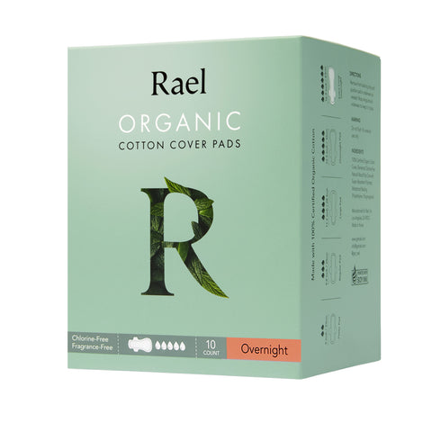 Rael Overnight Pads with Organic Cotton Cover 10s